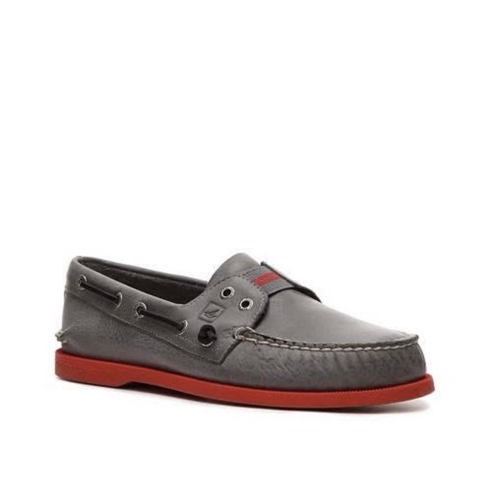Sperry Top-Sider Mens 10.5 M Grey Leather Red Sole Boat Shoes Loafers 1049444